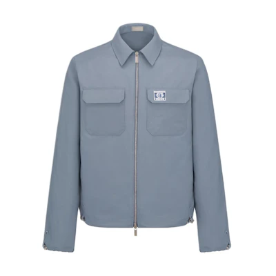DIOR SS24 Gray Logo Embroidered Zipper Long Sleeve Jacket 493C518A5834-C885