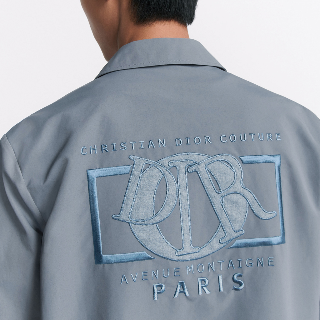 Cheap 디올 SS24 그레이 로고 자수 지퍼 긴팔 재킷 493C518A5834-C885