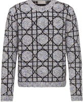 DIOR SS24 Grey Cannage Pattern Long-Sleeve Knit Sweater. 483M643AT804-C889 DIOR SS24 Grey Cannage Pattern Long-Sleeve Knit Sweater. 483M643AT804-C889