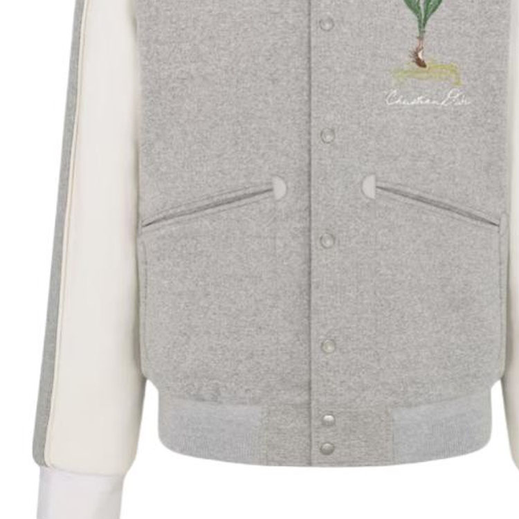 Cheap DIOR SS24 Jaket Sulaman Bunga Lily Kelabu Single-Breasted. 493J434A0878-C880