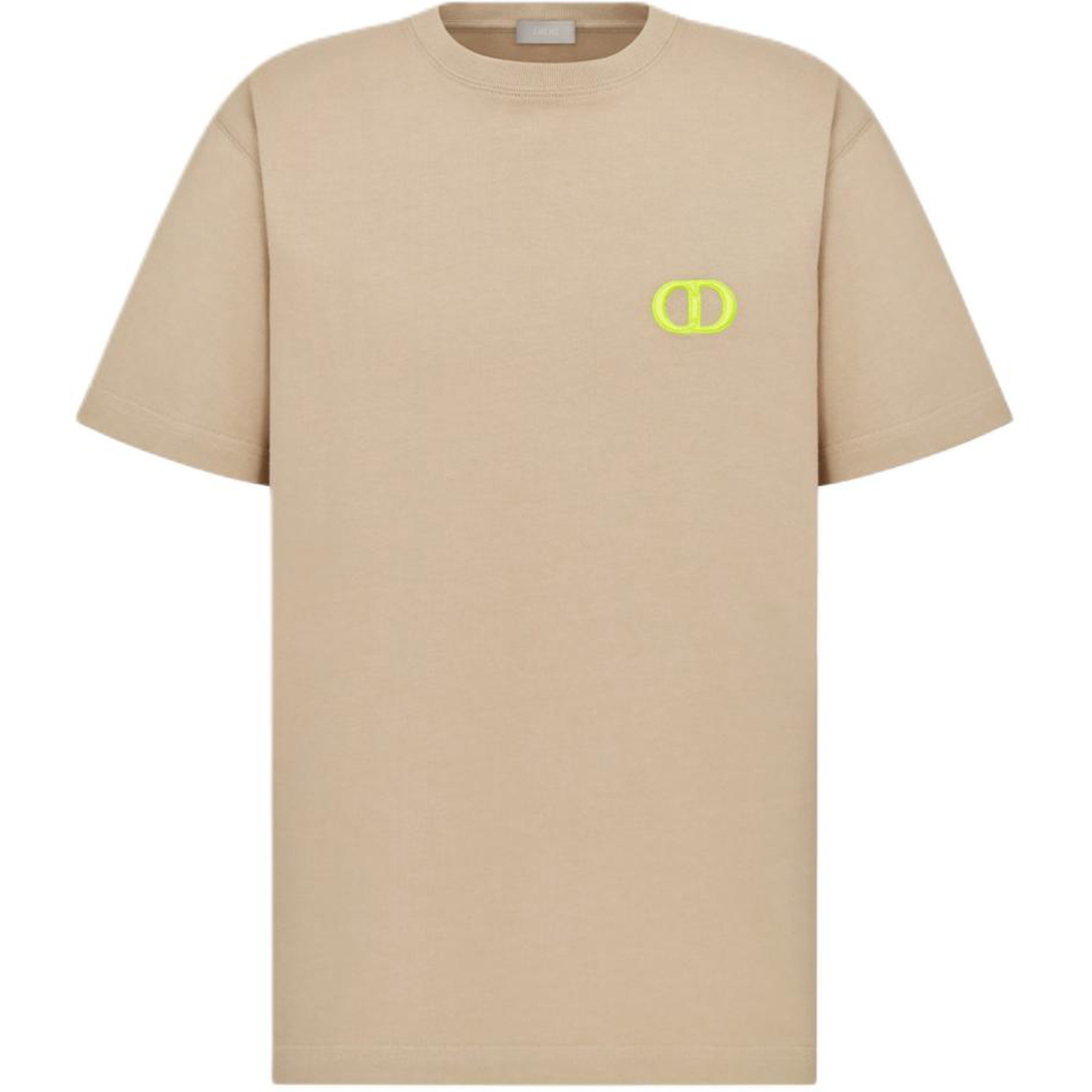DIOR SS24  Logo Embroidered Oversized Beige Crewneck T-Shirt. 943J605F0554-C182