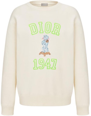 DIOR SS24 米色Logo刺繡羅紋寬鬆圓領長袖上衣 483J634B0912-C186 Order DIOR SS24 米色Logo刺繡羅紋寬鬆圓領長袖上衣 483J634B0912-C186