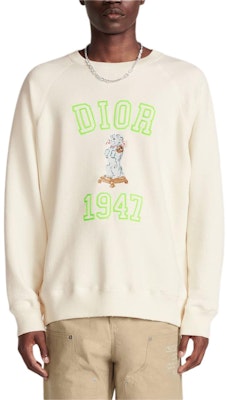 DIOR SS24 米色Logo刺繡羅紋寬鬆圓領長袖上衣 483J634B0912-C186 Shop DIOR SS24 米色Logo刺繡羅紋寬鬆圓領長袖上衣 483J634B0912-C186