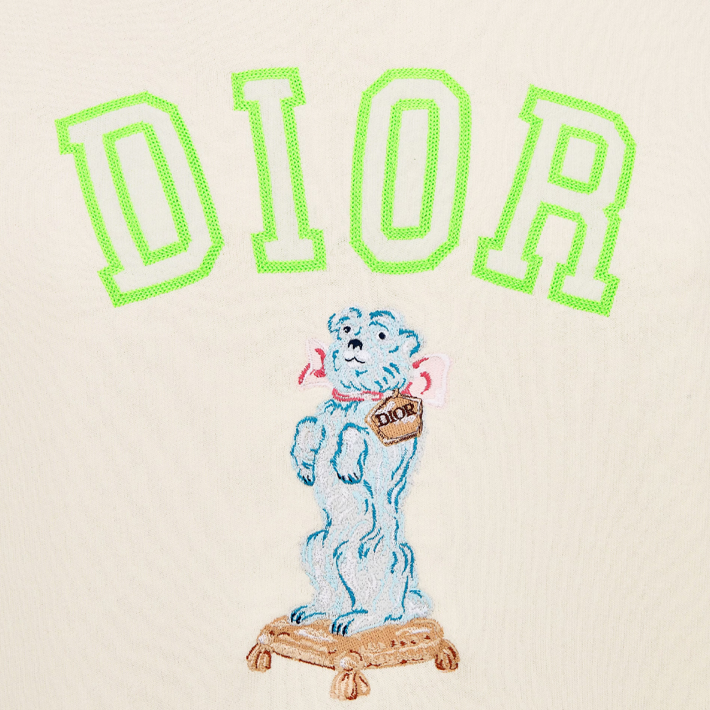 Sizing DIOR SS24 米色Logo刺繡羅紋寬鬆圓領長袖上衣 483J634B0912-C186