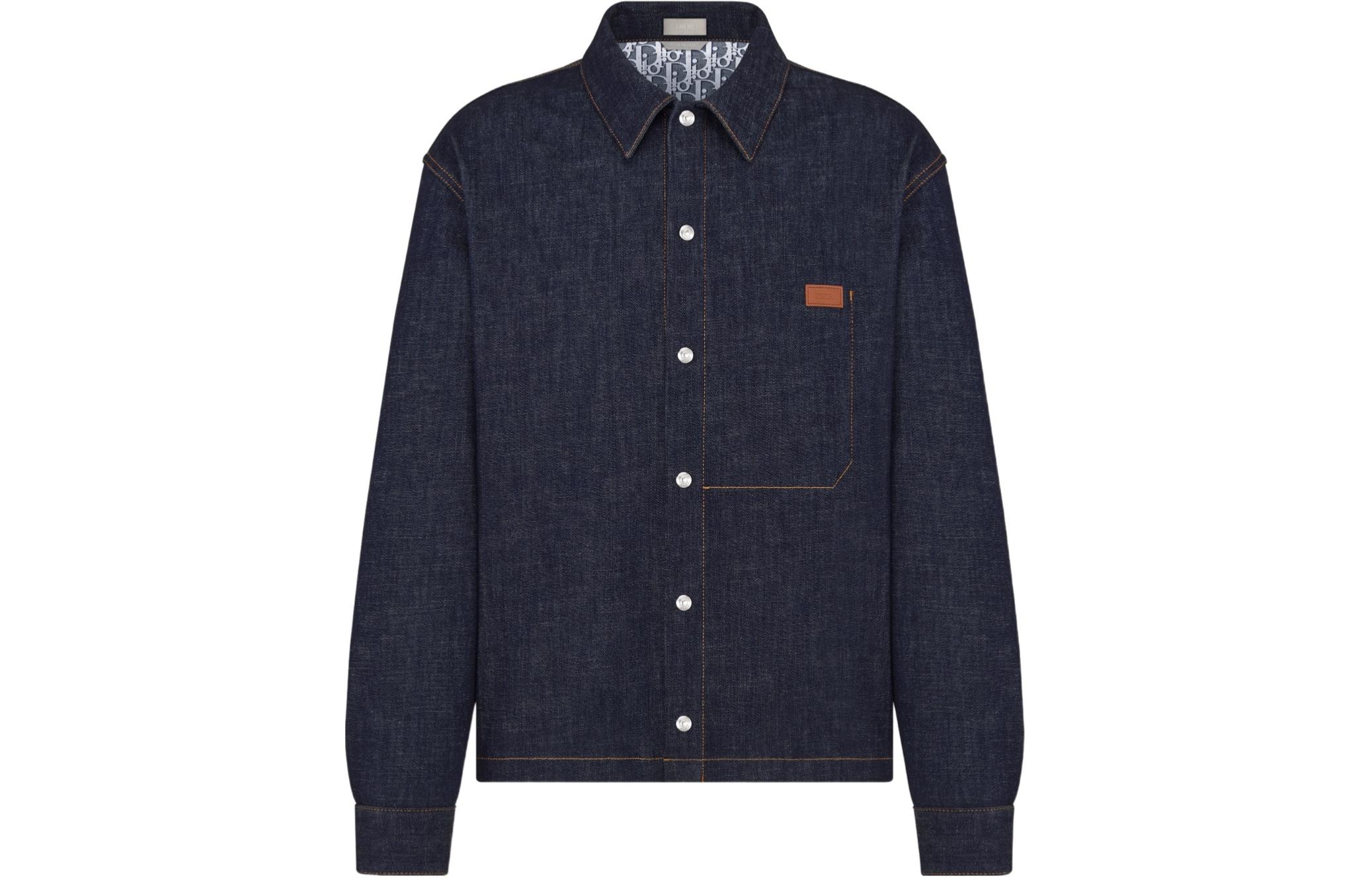 DIOR SS24  Logo Patch Button-Up Denim Jacket Blue 413D488A226X-C580