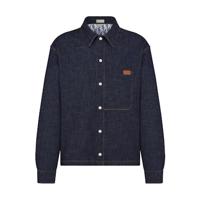 DIOR SS24 Logo Patch Button-Up Denim Jacket Blue 413D488A226X-C580