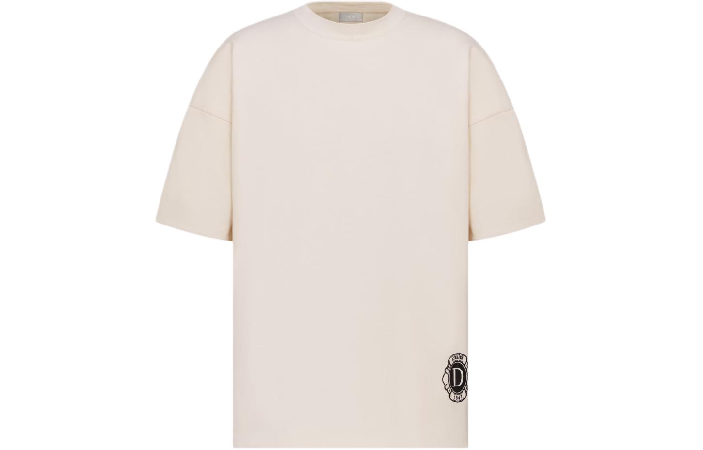 DIOR SS24  Logo Print Crewneck T-Shirt Beige. 483M648AT823-C089