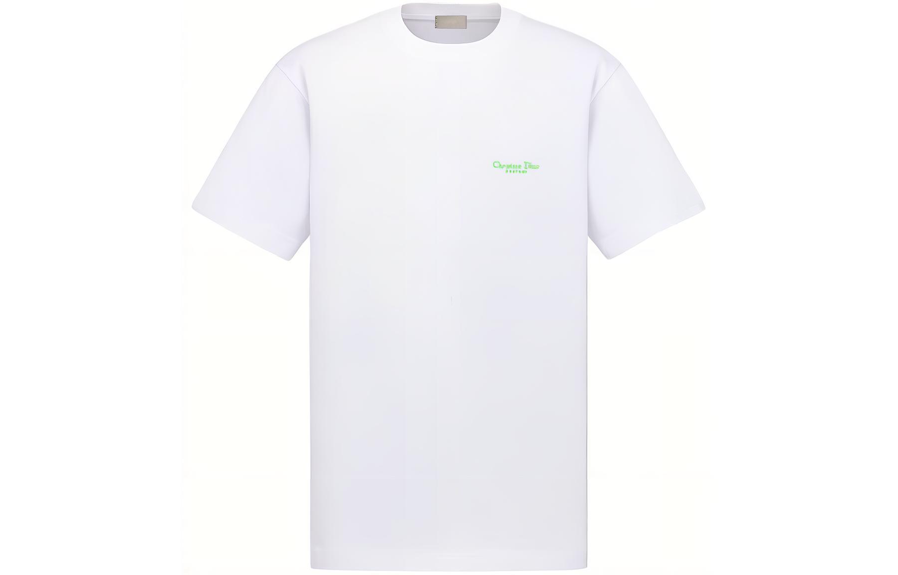 Order ディオール SS24 ルーズフィット ロゴプリント クルーネック ホワイトTシャツ 483J696B0554-C086