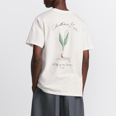 DIOR SS24 Loose Fit Plant Print Crewneck Tee - Off-White. 493J696A0817-C089 Details for DIOR SS24 Loose Fit Plant Print Crewneck Tee - Off-White. 493J696A0817-C089