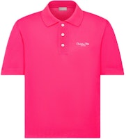 DIOR SS24 Neon Pink Embroidered Logo Polo Shirt. 483J834A0931-C480 DIOR SS24 Neon Pink Embroidered Logo Polo Shirt. 483J834A0931-C480