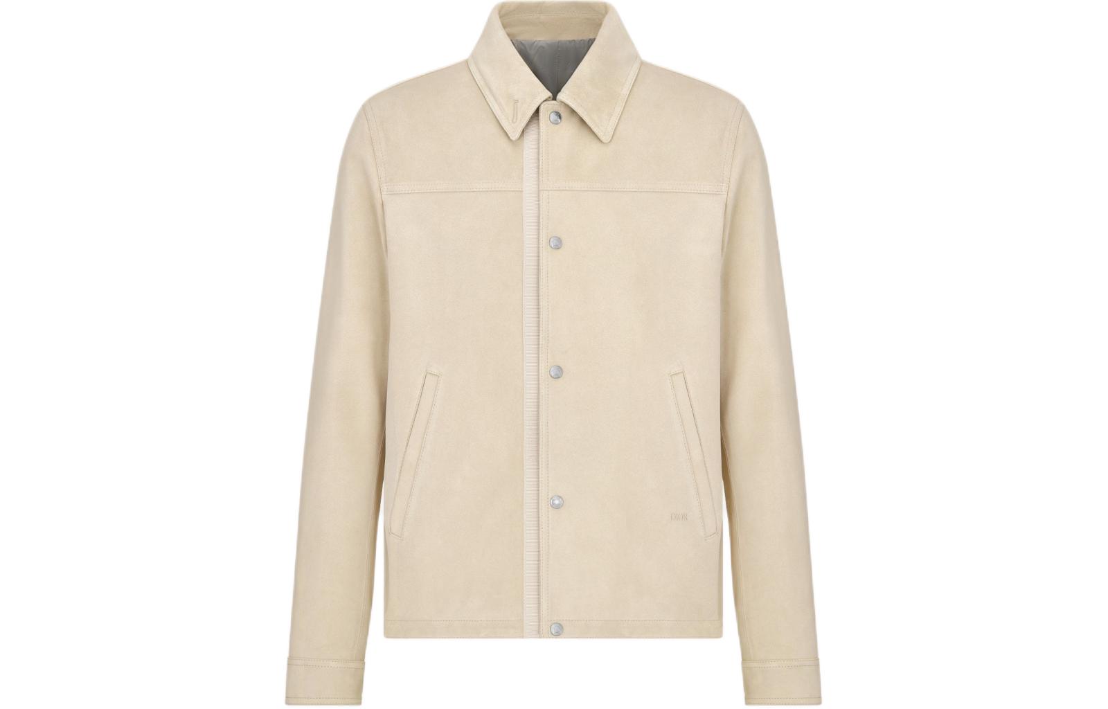 DIOR SS24  Off-White Logo Jacquard Long-Sleeve Leather Jacket. 013L428A0487-C010