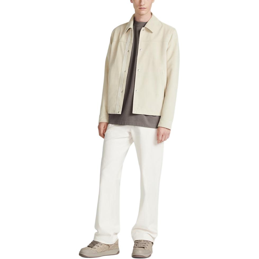 Shop DIOR SS24  Off-White Logo Jacquard Long-Sleeve Leather Jacket. 013L428A0487-C010