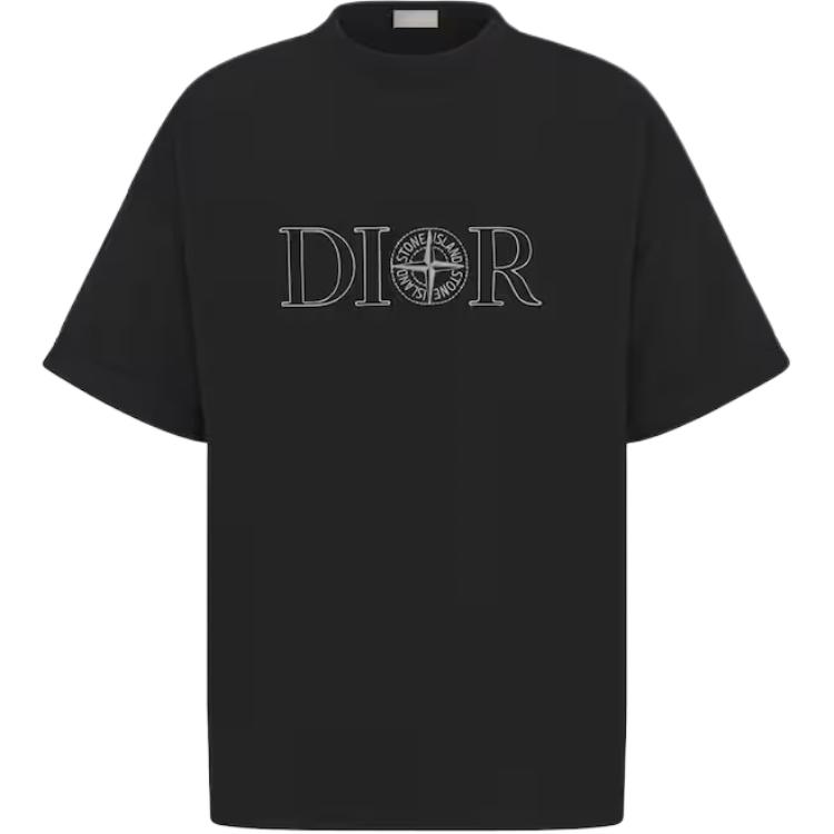 DIOR SS24  Oversized Black T-Shirt with Logo Print. 493J638B0554-C980