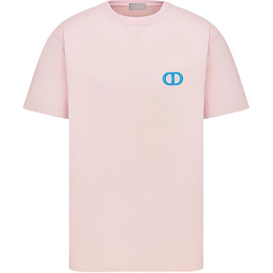 DIOR SS24  Pink Oversized Crewneck T-Shirt with Letter Embroidery. 943J605F0554-C485