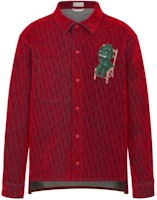 DIOR SS24 Red Long Sleeve Shirt with Cartoon Patch Design 283D492D314X-C386 DIOR SS24 Red Long Sleeve Shirt with Cartoon Patch Design 283D492D314X-C386