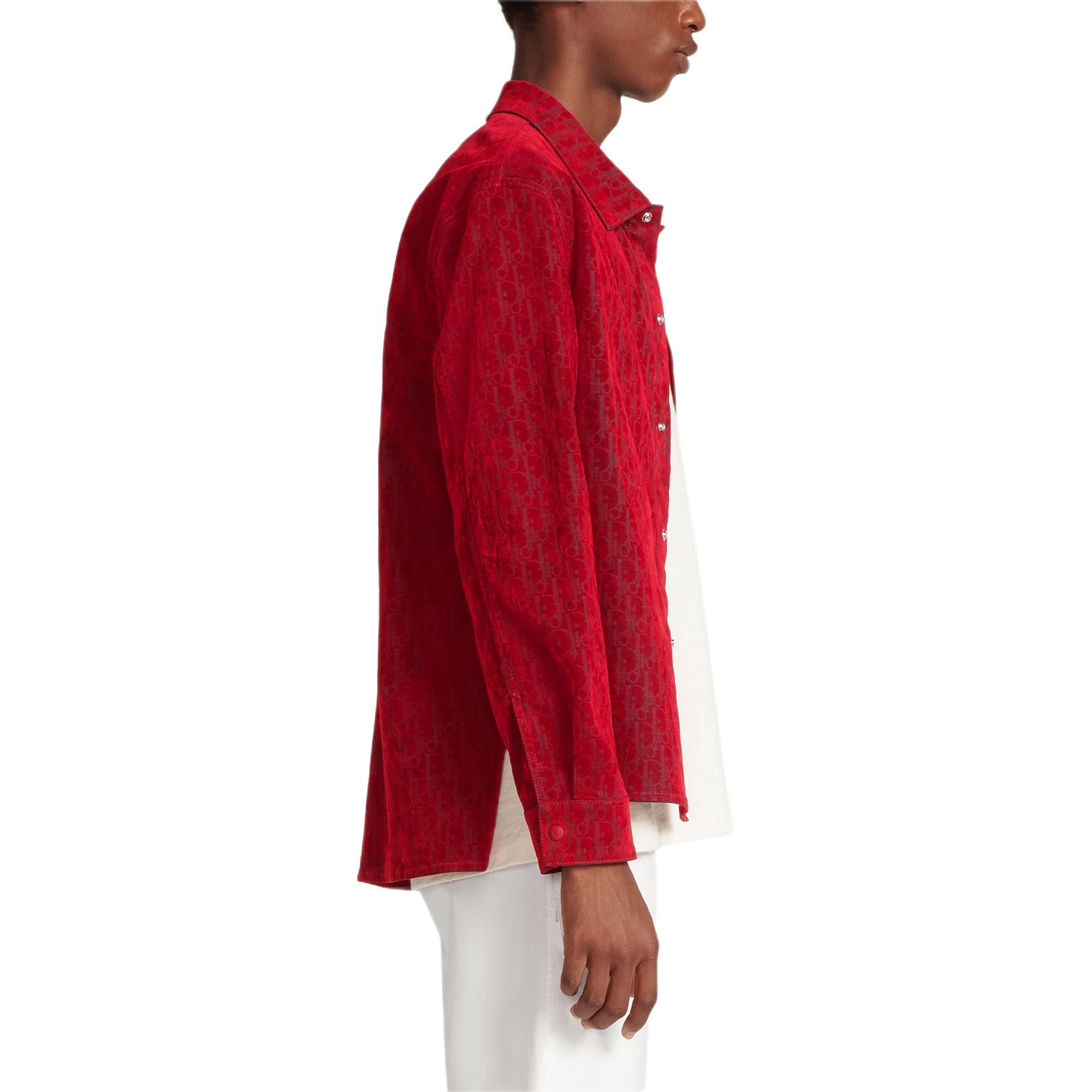 Details for DIOR SS24 Baju Merah Lengan Panjang dengan Rekaan Patch Kartun 283D492D314X-C386