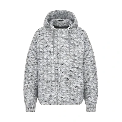 DIOR SS24 Short Tweed Hoodie Zip-Up Jacket Gray. 483C402A6179-C889