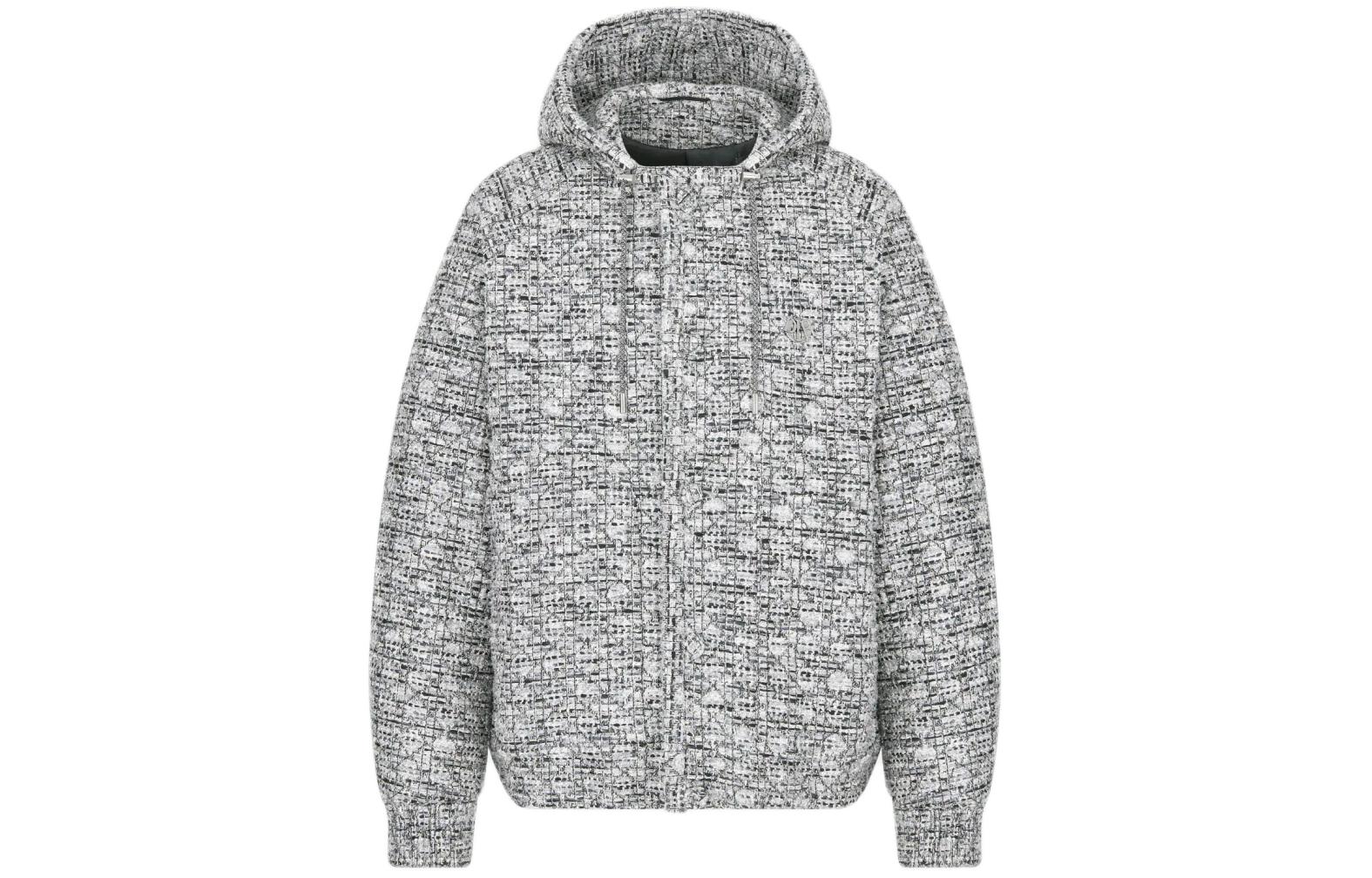 Order DIOR SS24  Short Tweed Hoodie Zip-Up Jacket Gray. 483C402A6179-C889