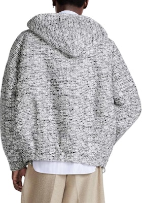 DIOR SS24 Short Tweed Hoodie Zip-Up Jacket Gray. 483C402A6179-C889 Details for DIOR SS24 Short Tweed Hoodie Zip-Up Jacket Gray. 483C402A6179-C889