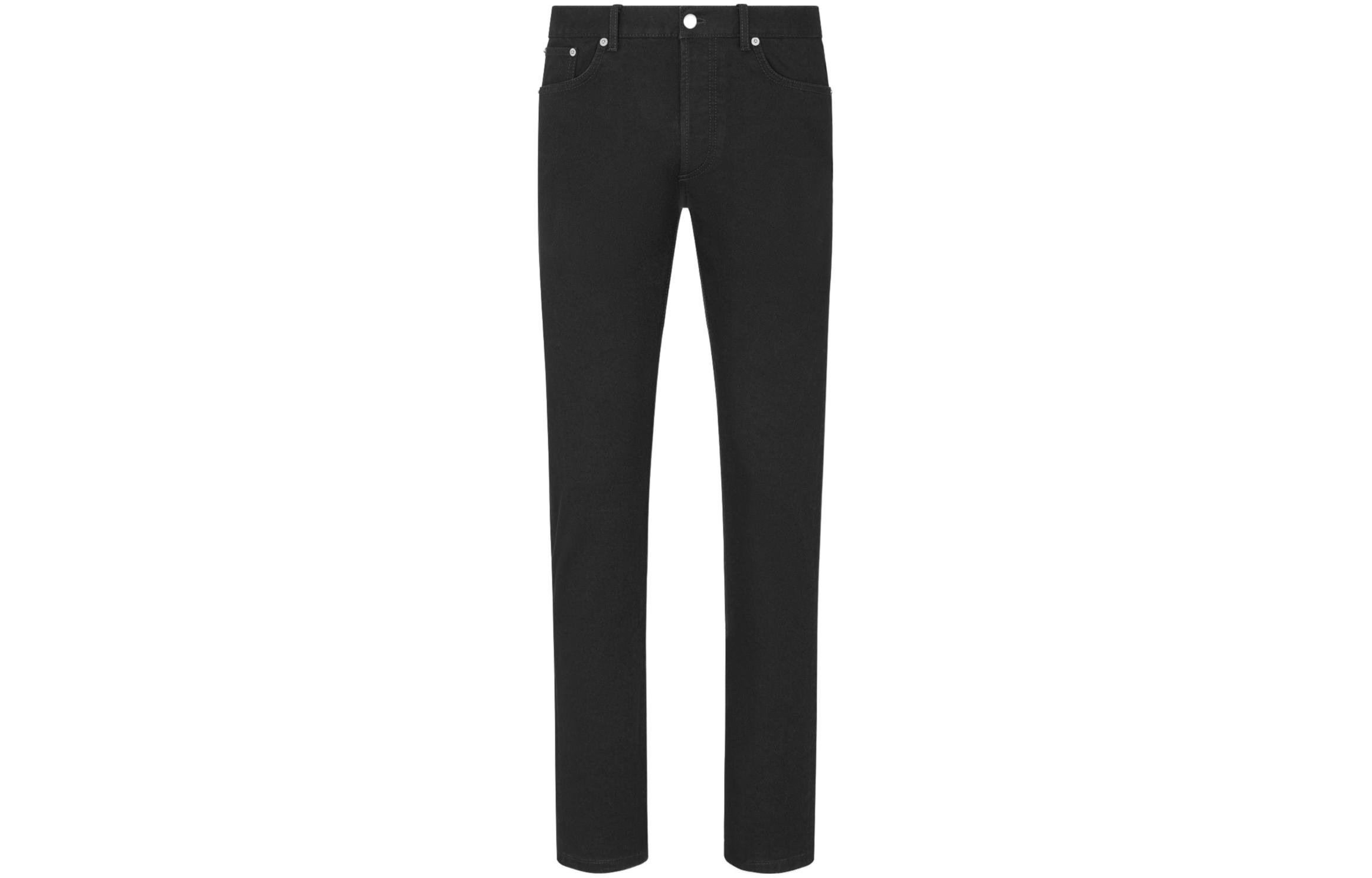DIOR SS24  Slim Fit Black Denim Jeans with Front Logo Button. 193DS00J217X-C900