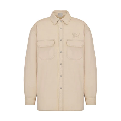 DIOR SS24 Solid Color Embroidered Logo Long Sleeve Shirt 413D587AY540-C181