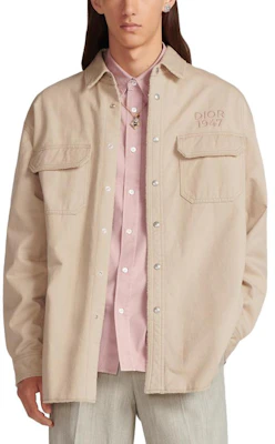 DIOR SS24 素色刺繡標誌長袖襯衫 413D587AY540-C181 2