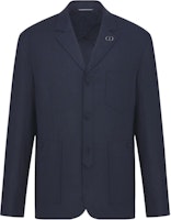 DIOR SS24 Solid Single-Breasted Casual Long-Sleeve Blazer Blue 313C203A6053-C580 DIOR SS24 Solid Single-Breasted Casual Long-Sleeve Blazer Blue 313C203A6053-C580