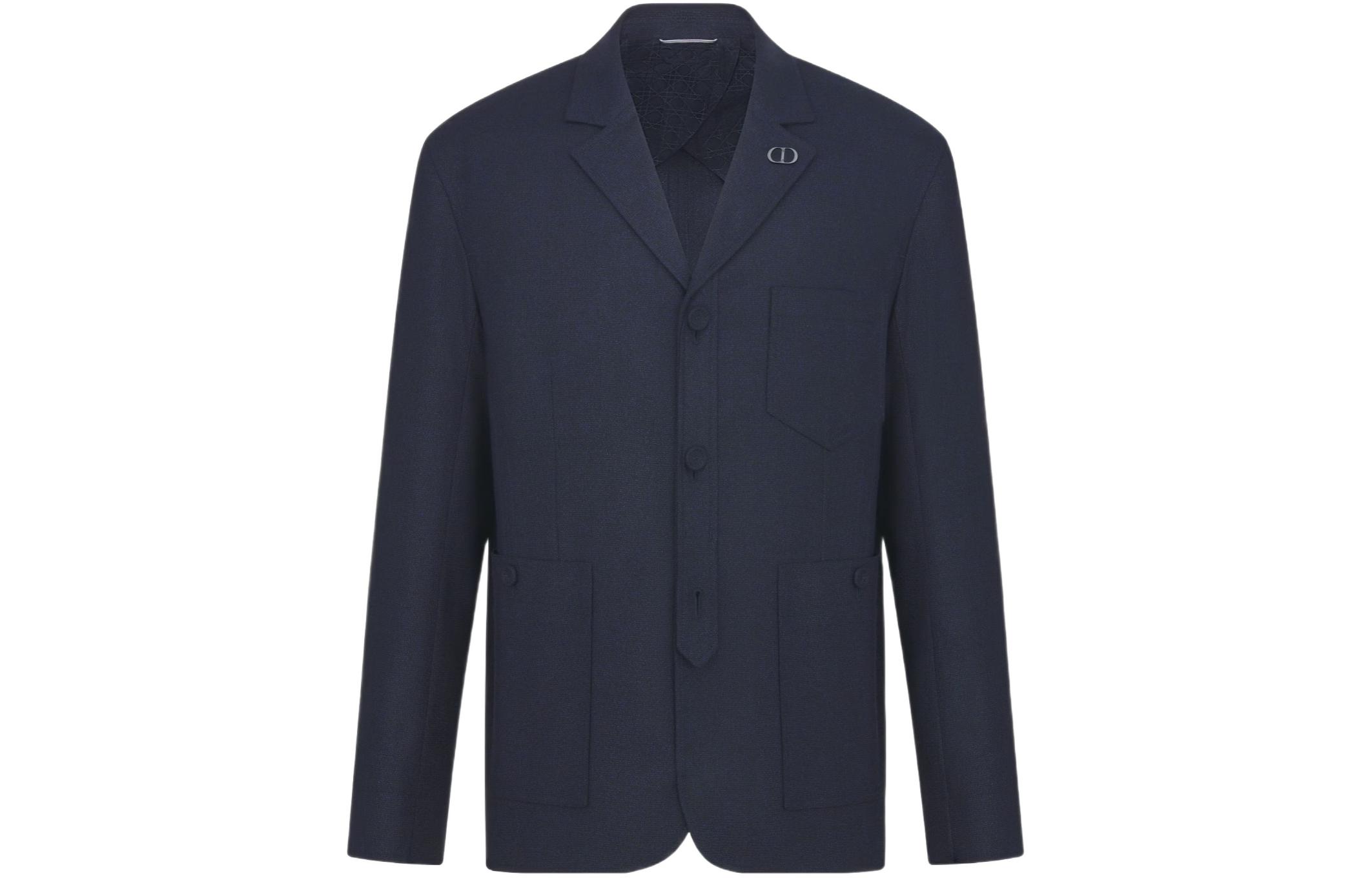 Order DIOR SS24  Solid Single-Breasted Casual Long-Sleeve Blazer Blue 313C203A6053-C580