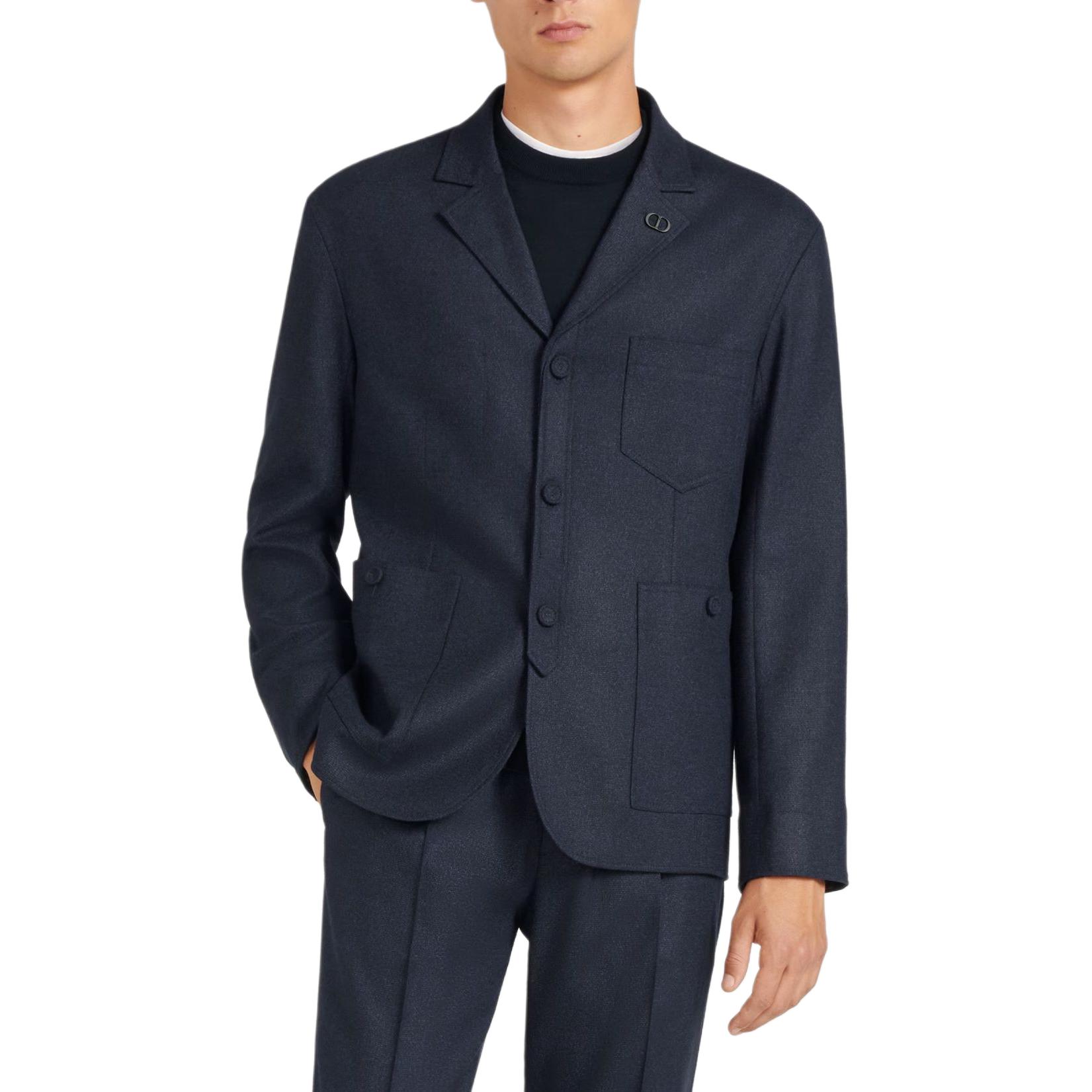 Details for DIOR SS24  Solid Single-Breasted Casual Long-Sleeve Blazer Blue 313C203A6053-C580