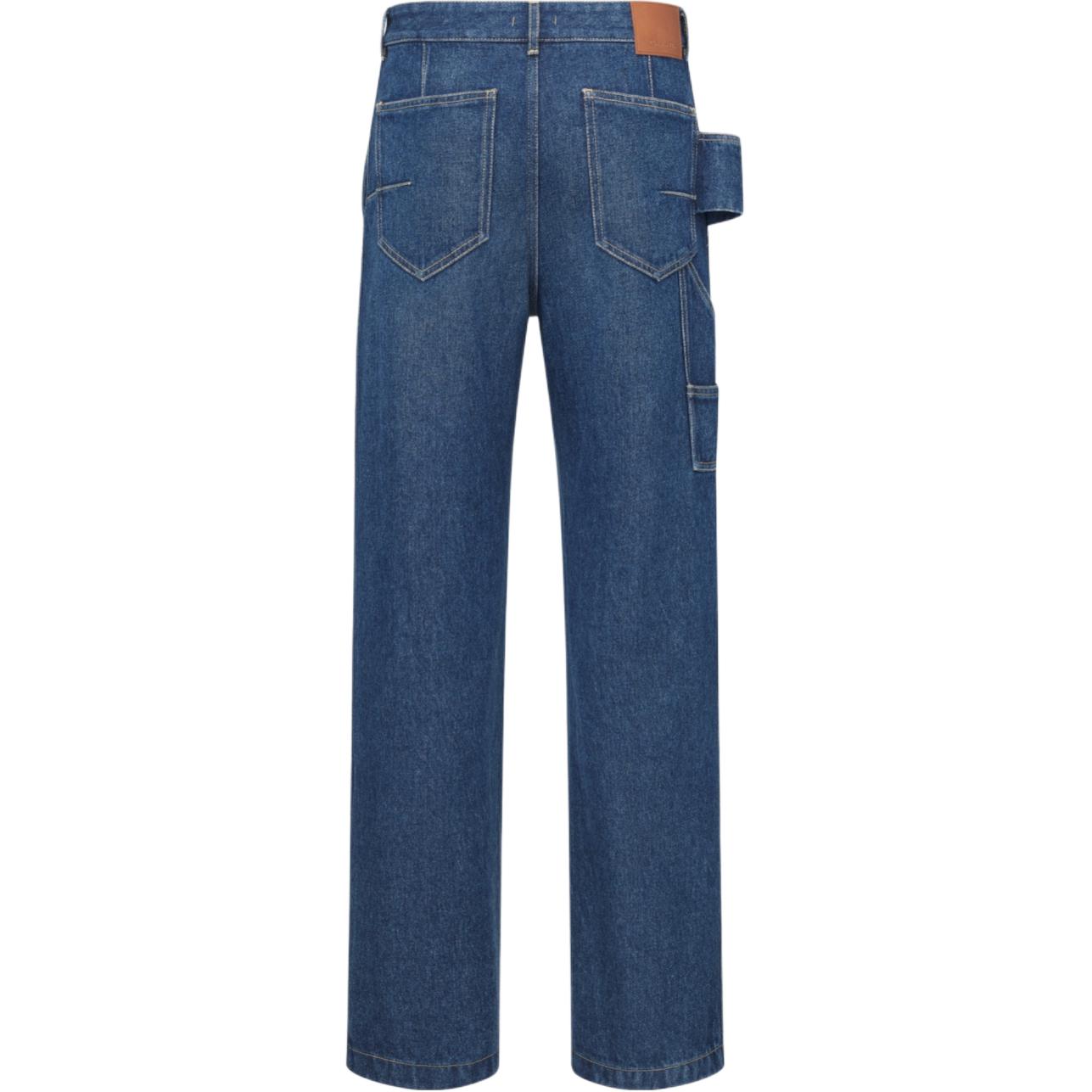 Lookbook DIOR SS24 蓝色直筒牛仔裤 带徽标刺绣和纽扣口袋. 443D182A389-XC580