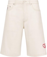 DIOR SS24 White Casual Shorts with Solid Logo and Heart Embroidery. 313D008D384X-C083 DIOR SS24 White Casual Shorts with Solid Logo and Heart Embroidery. 313D008D384X-C083