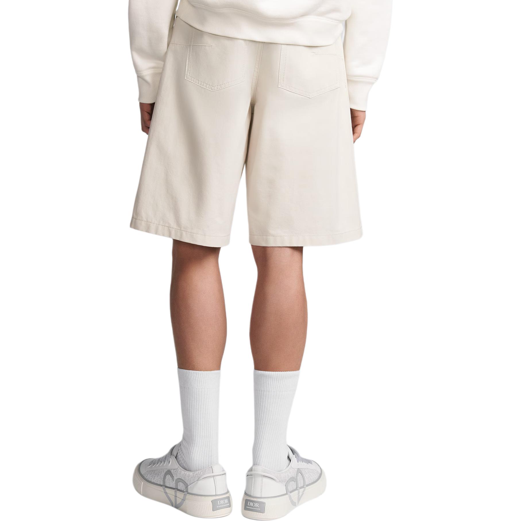 Shop DIOR SS24 白色休閒短褲附實心標誌與愛心刺繡 313D008D384X-C083