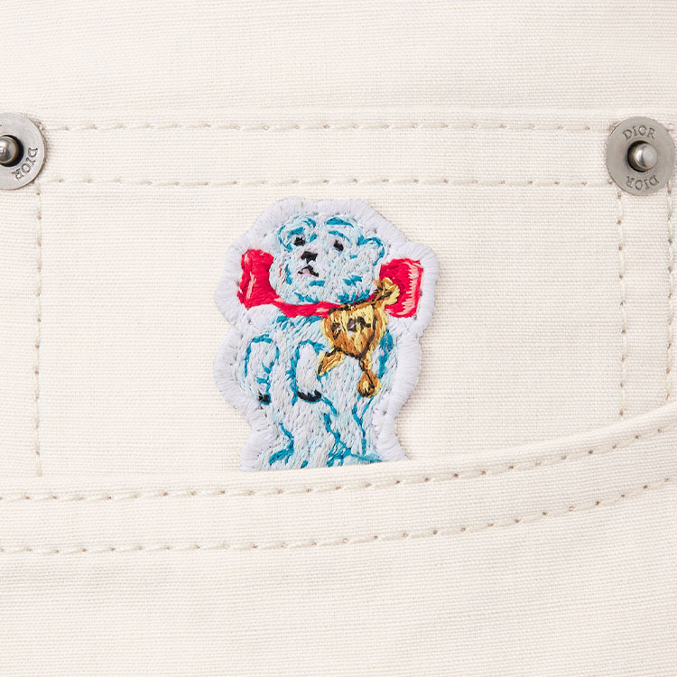 Details for DIOR SS24 白色休閒短褲附實心標誌與愛心刺繡 313D008D384X-C083
