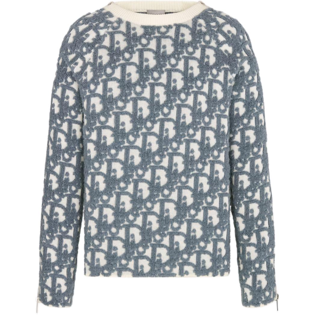 DIOR SS24  White Crewneck Sweater with Logo Print. 493M635AT847-C085