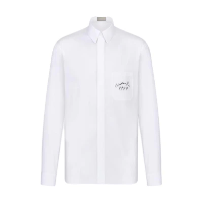 DIOR SS24 White Long Sleeve Shirt with Letter and Number Embroidery. 493C530A1581-C088