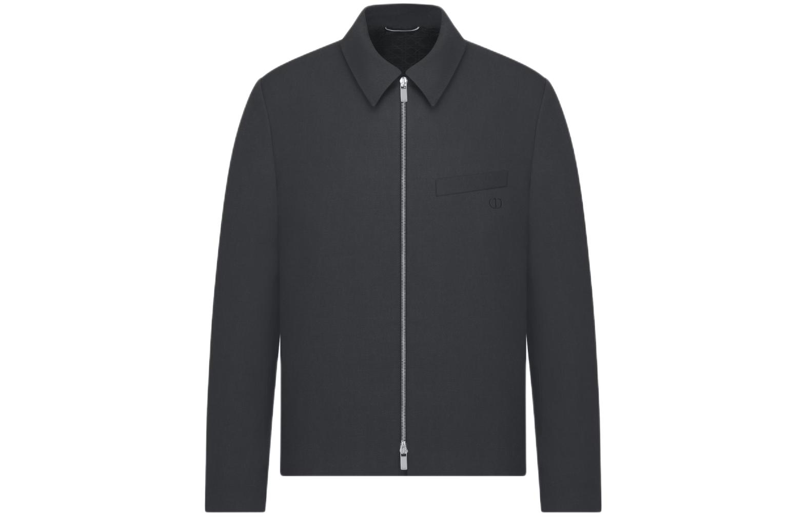 DIOR SS24 Blue Double-Zip Badge Casual Long-Sleeve Jacket for Men 193C243C6052-C540