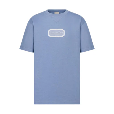 DIOR SS24 Blue Letter Embroidered Crewneck T-Shirt . 343J696C0554-C580
