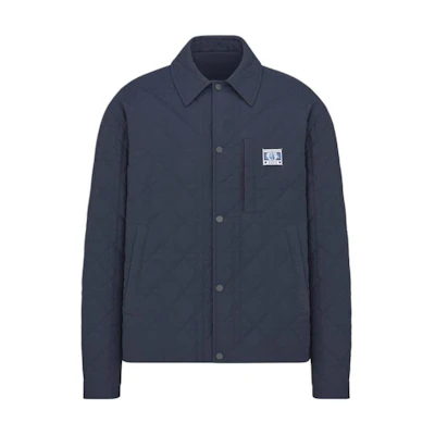 DIOR SS24 Blue Long-Sleeve Jacket with Cannage Pattern for Men 493C420A5834-C585