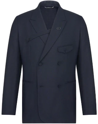 DIOR SS24 Blazer Biru Pria Distressed Badge Double-Breasted. 113C282A6053-C580 Order DIOR SS24 Blazer Biru Pria Distressed Badge Double-Breasted. 113C282A6053-C580