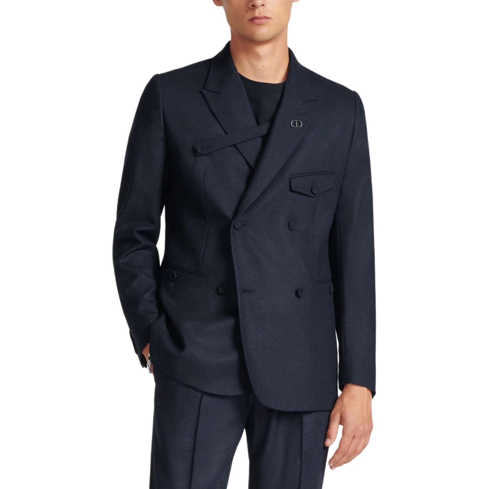 DIOR SS24 Distressed Badge Double-Breasted Blazer Jacket Men’s Blue 113C282A6053-C580 圖 4