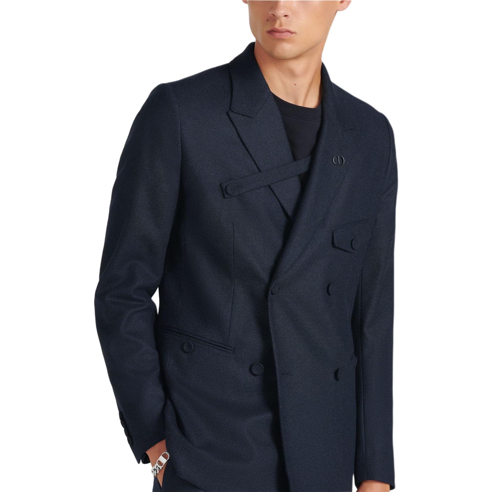 DIOR SS24 Distressed Badge Double-Breasted Blazer Jacket Men’s Blue 113C282A6053-C580 圖 7