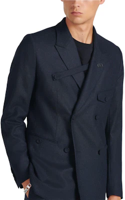 DIOR SS24 Blazer Biru Pria Distressed Badge Double-Breasted. 113C282A6053-C580 Sizing DIOR SS24 Blazer Biru Pria Distressed Badge Double-Breasted. 113C282A6053-C580