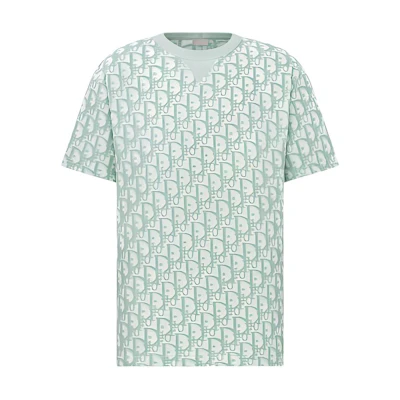 DIOR SS24 Green Logo Print Crewneck Loose Fit T-Shirt 483J646A0906-C186