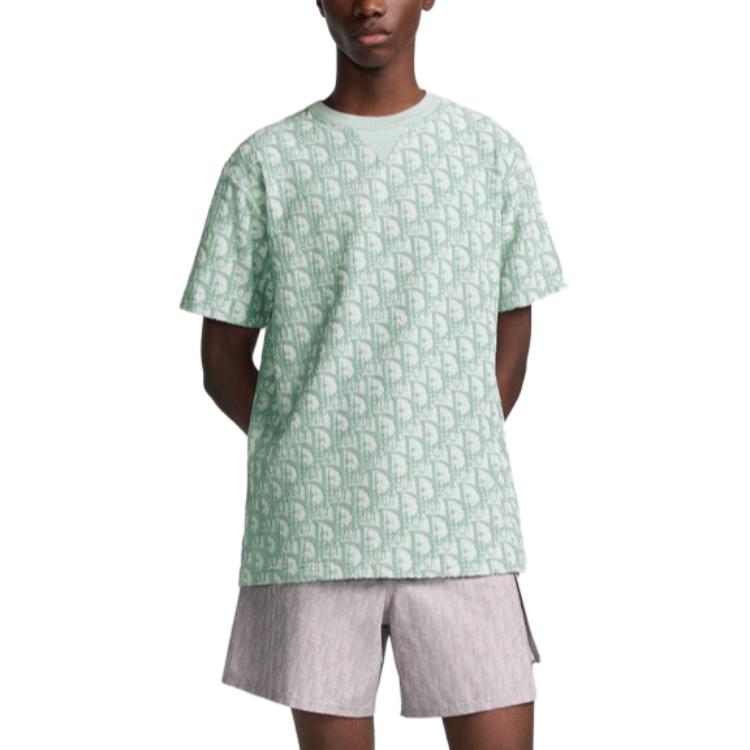 Purchase 디올 SS24 그린 로고 프린트 크루넥 루즈핏 티셔츠 483J646A0906-C186