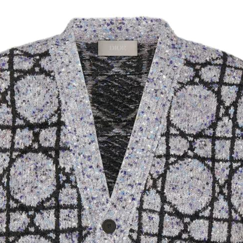 DIOR SS24 Grey Cannage V-Neck Long Sleeve Cardigan Knitwear . 483M232AT804-C889 圖 4