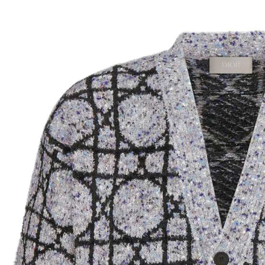 DIOR SS24 Grey Cannage V-Neck Long Sleeve Cardigan Knitwear . 483M232AT804-C889 圖 5