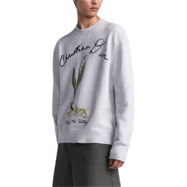 Details for DIOR SS24 Kelabu Sweater Rajut Cetak Huruf Crewneck. 493M649AT864-C889