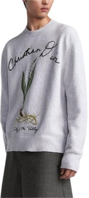 DIOR SS24 Grey Letter Print Crewneck Knit Sweater . 493M649AT864-C889 Details for DIOR SS24 Grey Letter Print Crewneck Knit Sweater . 493M649AT864-C889