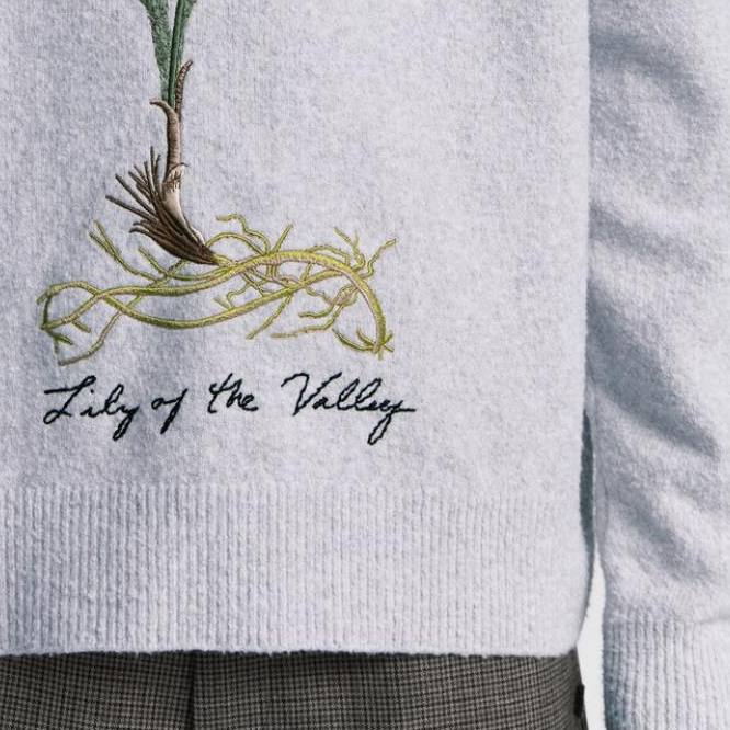 Sizing DIOR SS24 Kelabu Sweater Rajut Cetak Huruf Crewneck. 493M649AT864-C889