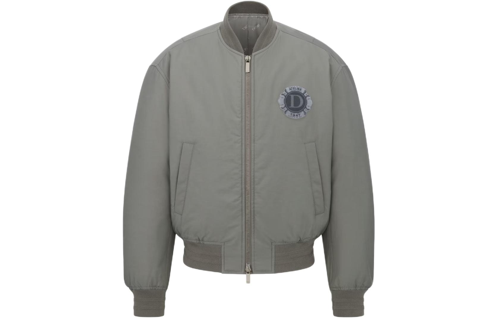 DIOR SS24 Grey Logo Print Zipper Long Sleeve Jacket 143C432G6107-C886